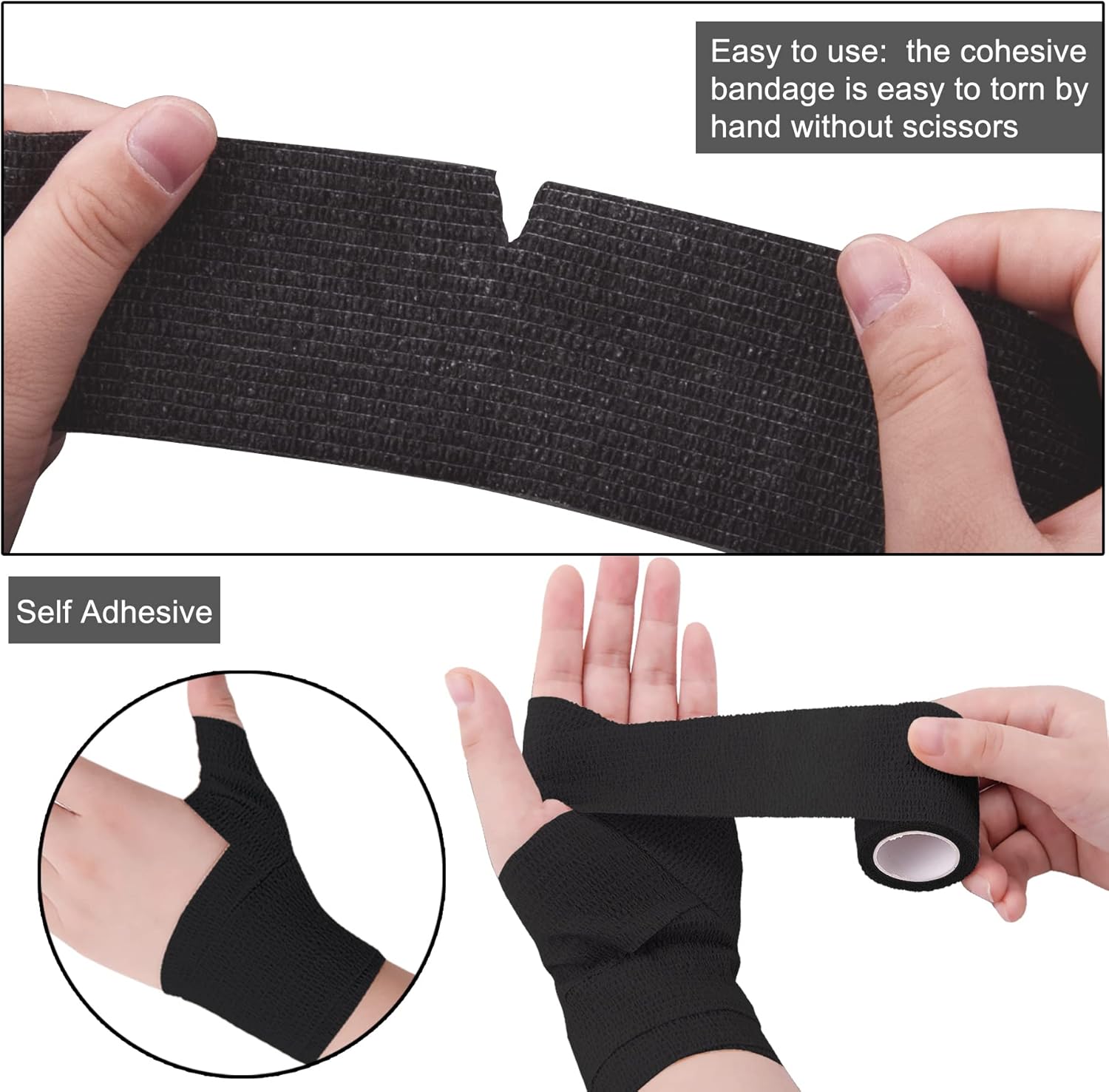 BQTQ 144 Rolls Self Adhesive Bandage Wrap 2 Inch Black Self Adherent Wrap Tape Sticky Bandage Athletic Wrap Self Adhesive Wrap for Sports Vet Wrist Ankle Sprains - Image 3