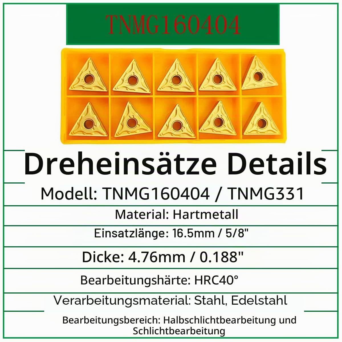 5/8 Zoll Drehmaschine Excircle Indexable Hartmetall Drehwerkzeug Halter MTJNR1616H16 + Metall Drehmaschine interne Bohrstange S16Q-MTJNR16 + indexierbare Hartmetalldreheinsätze TNMG331(TNMG160404).