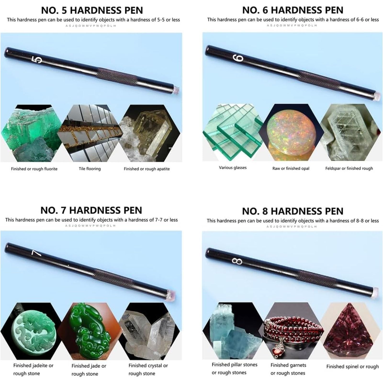 Mohs-Härtetest-Set, tragbarer Metall-Härteprüfer mit 5–9 Mohs-Picks, Kratzwerkzeug for Edelstein-, Jade-, Schmuck-, Gesteins- und Mineralprüfungen
