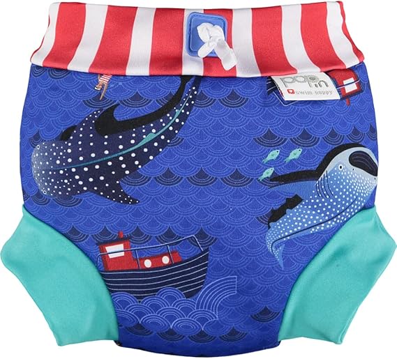 Close Nappy Changing,Nappies,Cloth Nappies,Swim Nappies Close Pop-in 2 to 3 Years Old Unisex Swim Nappy, Soft Laminate Fast Wicking Fleece Layer and Hidden Waterproof Membrane, Whale Shark Colour 2X-Large