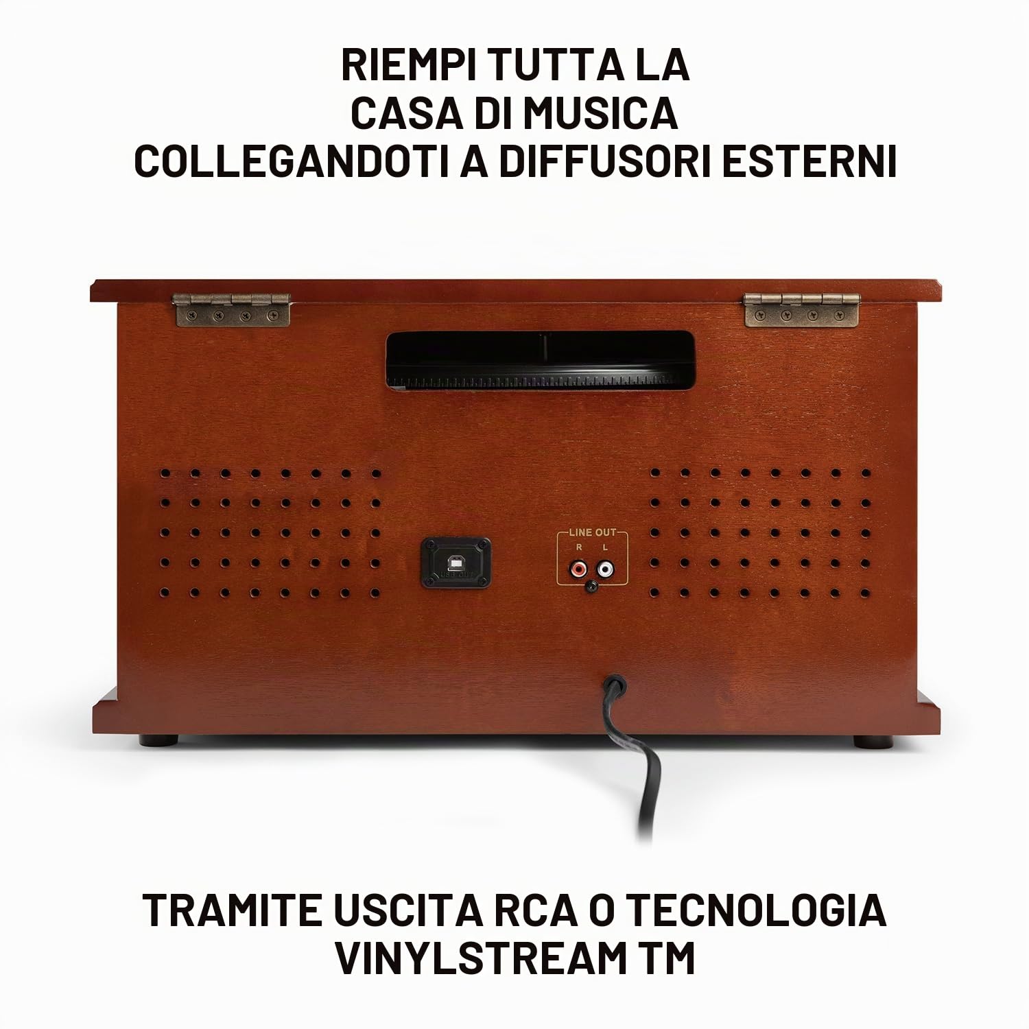 Victrola Navigator – Giradischi Bluetooth 8-in-1 con CD, cassette, radio FM, USB, altoparlanti integrati, uscita RCA e jack cuffie, streaming wireless (Mogano