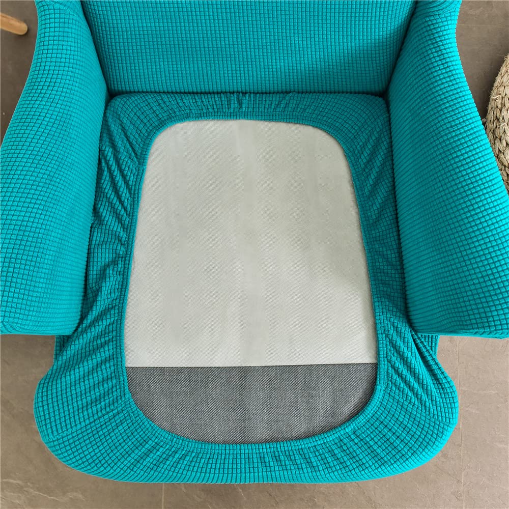 Highdi 2 Pezzi Jacquard Copripoltrona con Orecchie Elasticizzato, Copridivano da 1 Posto con Fodera per Cuscino, Lavabile Rimovibile per Bar Soggiorno
