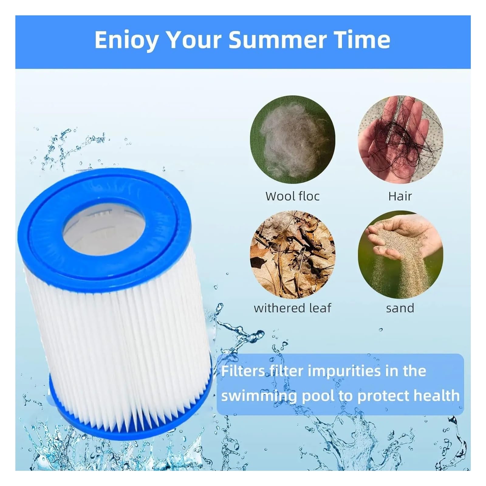 Cartuccia Filtro Tipo II, Cartuccia Filtro For Spa Da Piscina, Compatibile Con Bestway Flowclear II, Compatibile Con Lay Z Spa, 58094, 58383, 58386, 58117, 58386GS(6PCS)