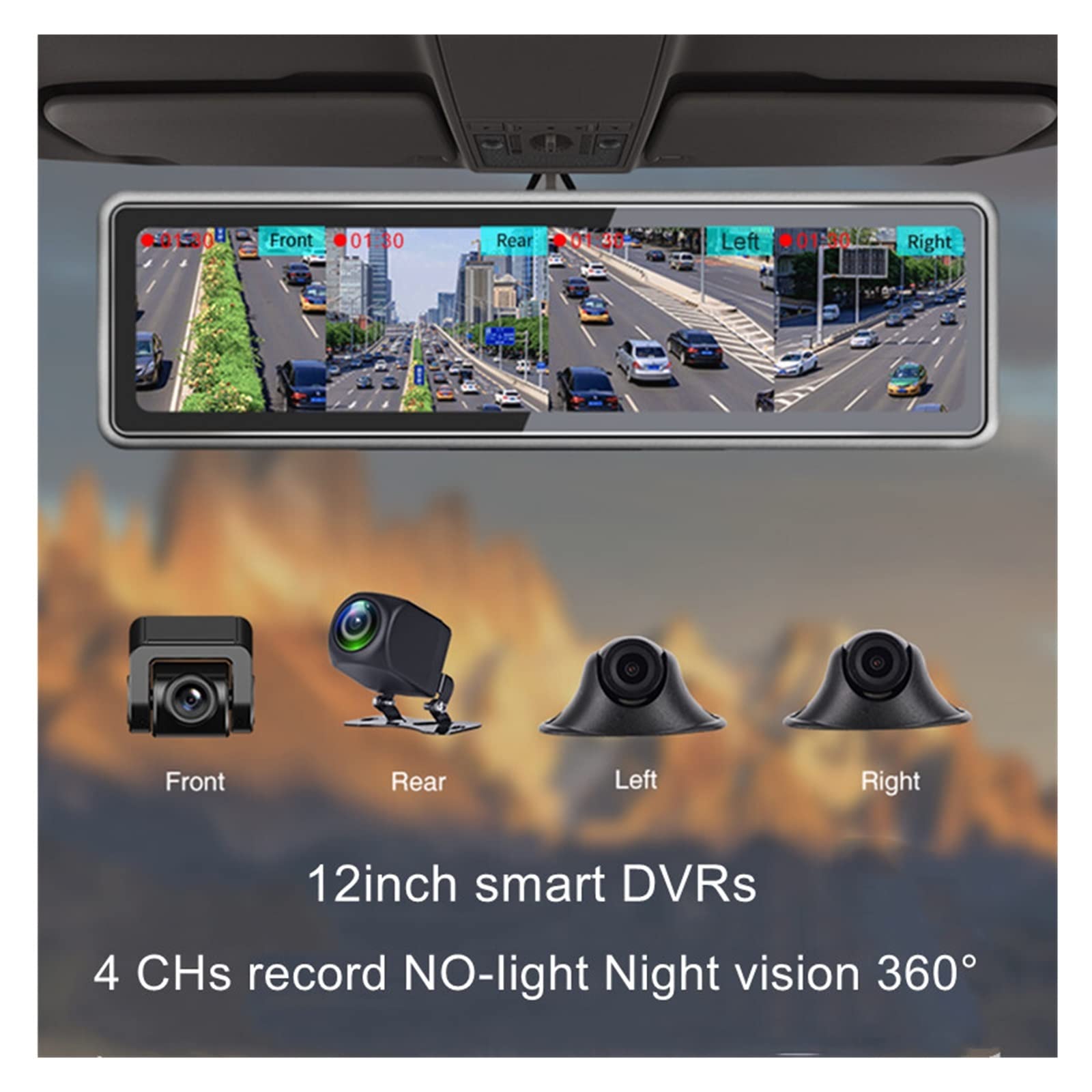 Amazon.co.jp: のナイト ビジョン 4cams 記録スマート ミラー車 DVRs