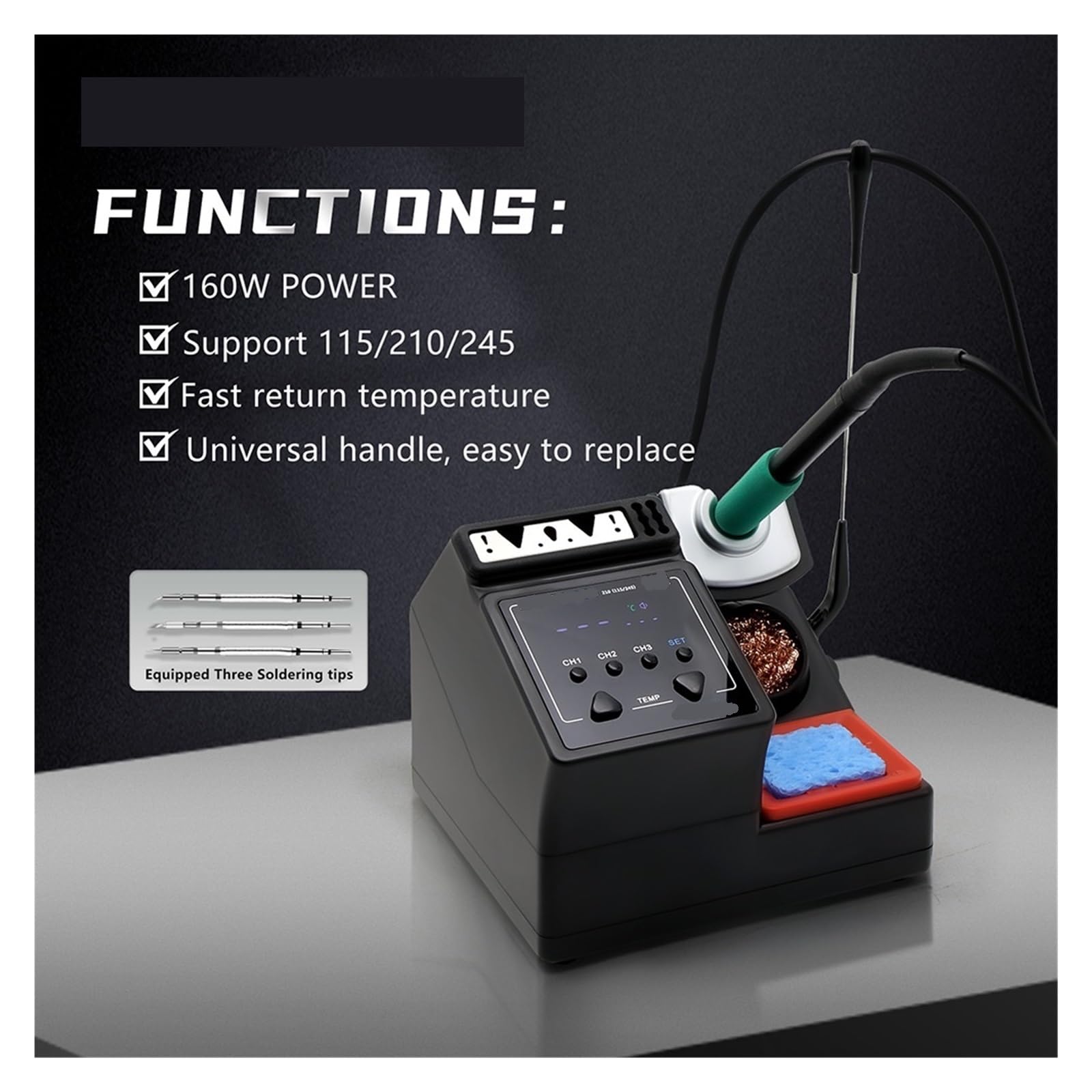 Stazione di saldatura, Stazione di saldatura A9E, compatibile con manici 210/245/115 e punte in ferro(A9E-3handle-9tips)