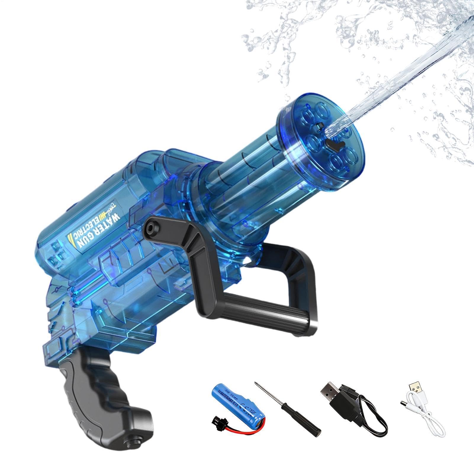 Giocattolo Elettrico per Pistola ad Acqua Sparatore Automatico per Esterni | Giocattolo ad acqua con effetti luce e fiamma per Bambini Giardino Cortile Spiaggia