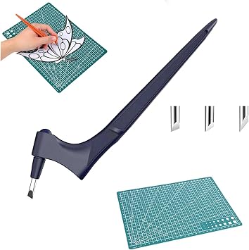 Craft Cutting Tools Pen, Cutting Craft Tool, 360 Rotating 304 Stainless Steel Blade with 3 Different Degree Rotating Blades, for Stencils Engraving Scrapbooks DIY CraftBlue