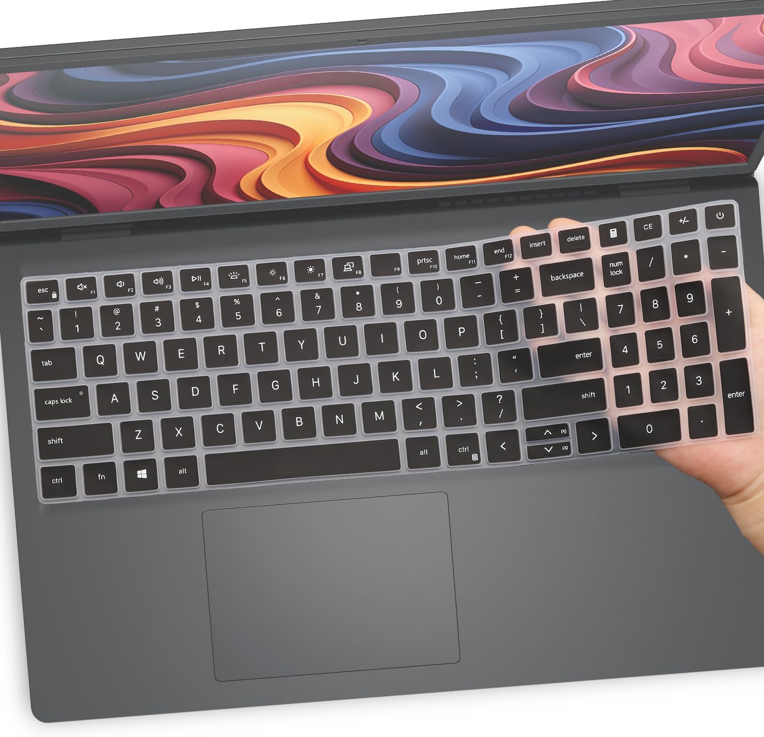 Keyboard Cover for Dell 15 DC15250 DC15255, Dell 16 Laptop DC16250 DC16251, Dell 16 Plus/Plus 2-in-1 DB06250 DB16250 DB16255 (NOT Fit Dell 16 Premium Laptop DA16250)-Black