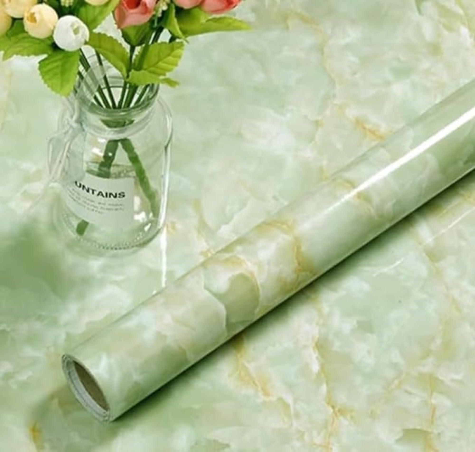 HARDHUU Green Wallpaper Vinyl Marble Wallpaper Peel and Stick Waterproof Wallpaper for Home Kitchen Countertop Cabinet Furniture Oil Proof Kitchen Stickers (B0DH3B5TDW) Amazon Price History, Amazon Price Tracker