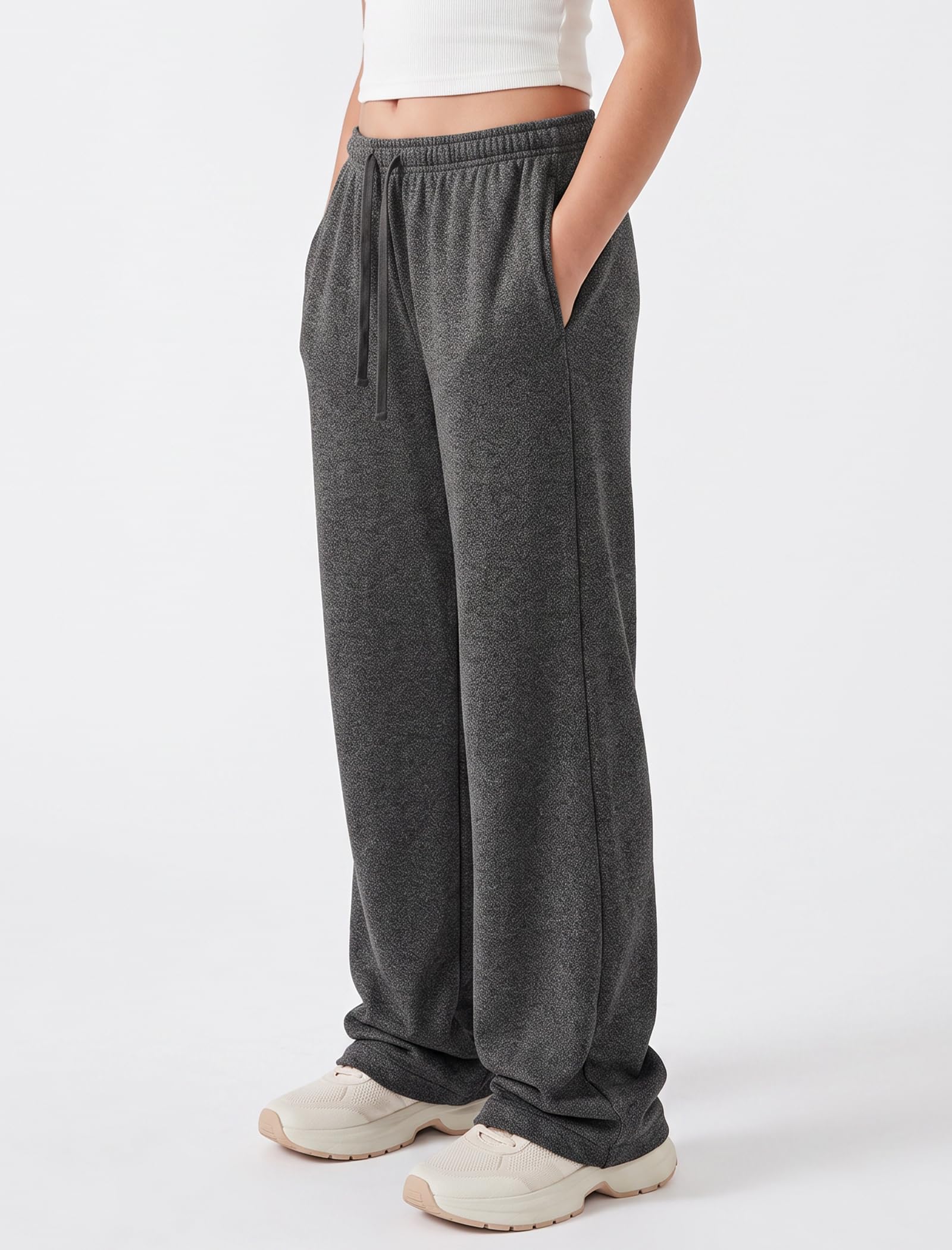 EXARUS Confezione da 3 pantaloni larghi da ragazza a gamba larga con coulisse in vita pantaloni della tuta larghi casual carini per adolescenti 8-14 anni