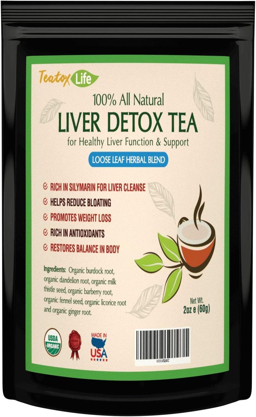 Teatox Life Liver Cleanse Detox Tea for Liver Repair with silymarin Milk Thistle Seed as Liver detoxifier & Regenerator, Dandelion Root Tea, Burdock Root - 60 GMS | USDA Organic - 2 Unit Bundle