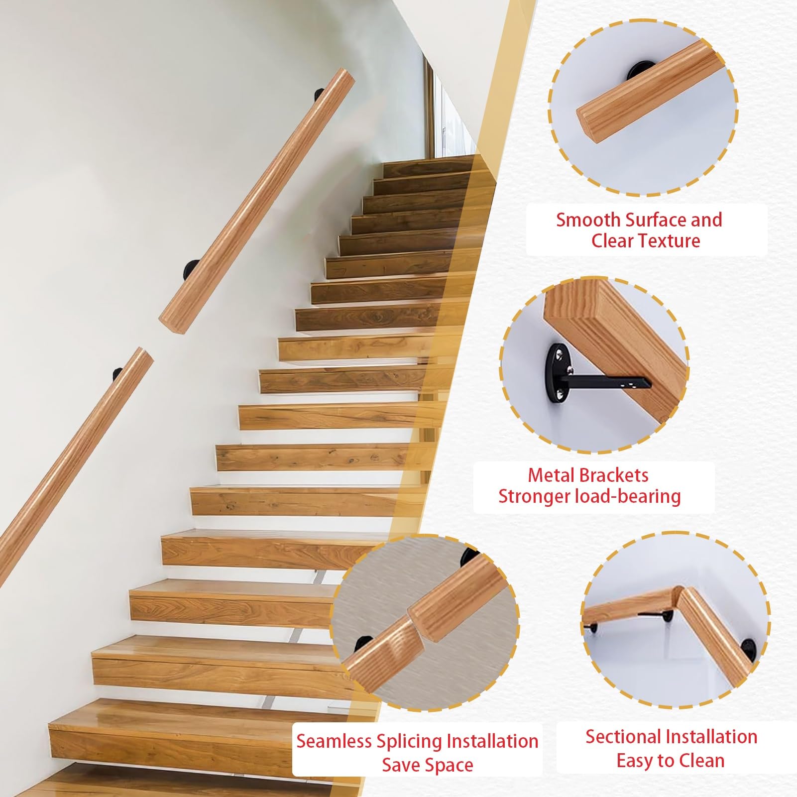 Amazon.co.jp: 木製手すりコンプリートセット 階段用 30 450cm 滑り