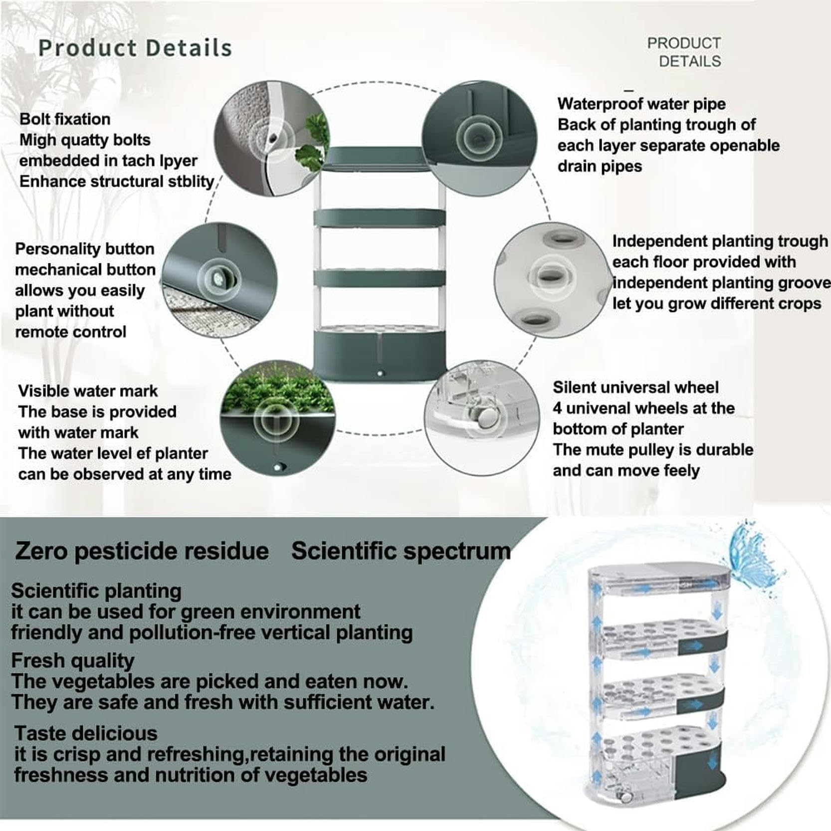 Système de Culture hydroponique de Jardin 48 gousses Tour hydroponique, kit de Germination des Plantes Kit de Culture aéroponique avec Lampe de Culture LED ; arrosage Automatique/1