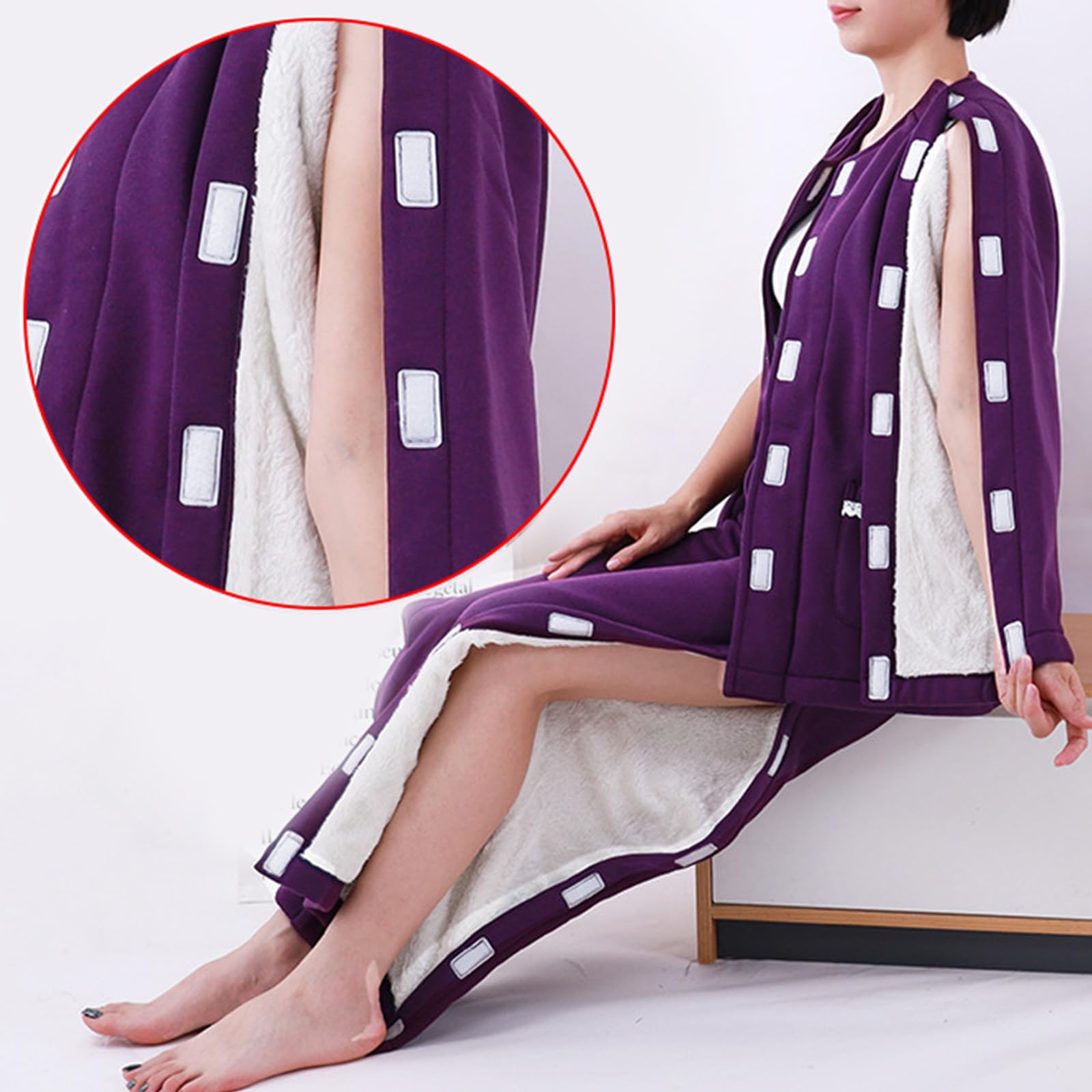 ApuaVireo&Co Grube piżamy dla pacjentów, damskie fartuchy szpitalne, odzież dla pacjentów obłożnie chorych, rozrywana koszula pielęgnacyjna(Purple,XXL)