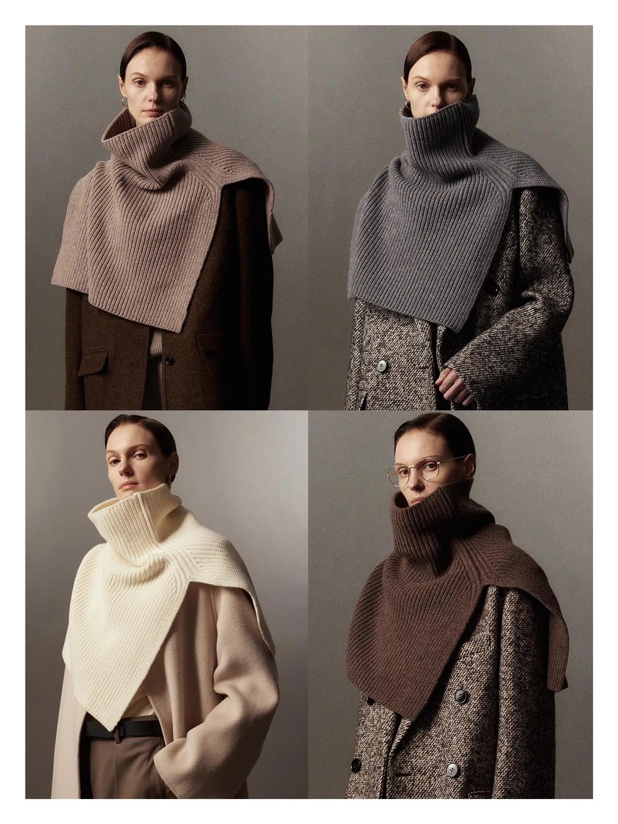 Scialle Donna Scialle alla Moda ad Anello Oversize Lavorato a Maglia di Lana Mantieni Calda la Sciarpa Invernale con Poncho for Le Donne(Grey)