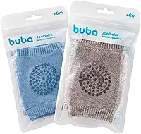 Joelheira Para Bebe de Proteção Para Engatinhar Antiderrapante - 2 PARES -Buba Baby (Azul/Cinza)