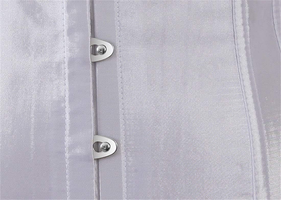 HNGHOU Women's Bustier Corset Top Plus Size Satin Waist Cincher Overbust Bustiers - Image 3