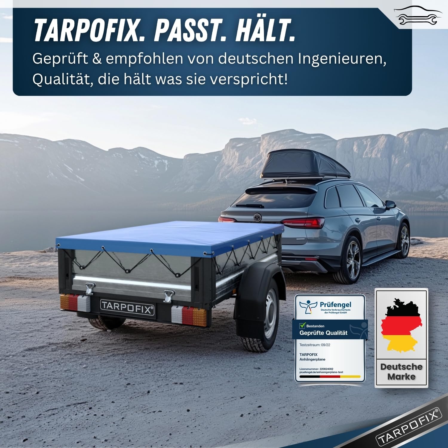 Tarpofix® Eduard 2615 Anhänger Flachplane 266 x 160 cm PVC Blau