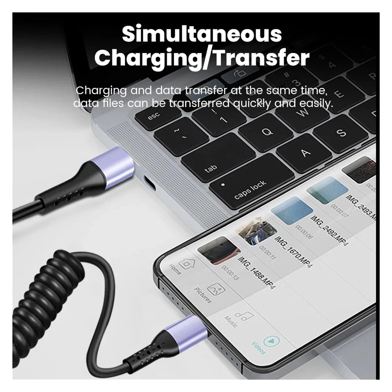 Cavo di ricarica rapida USB C 90° 66W per iPhone, Samsung, Xiaomi (AC 6A)