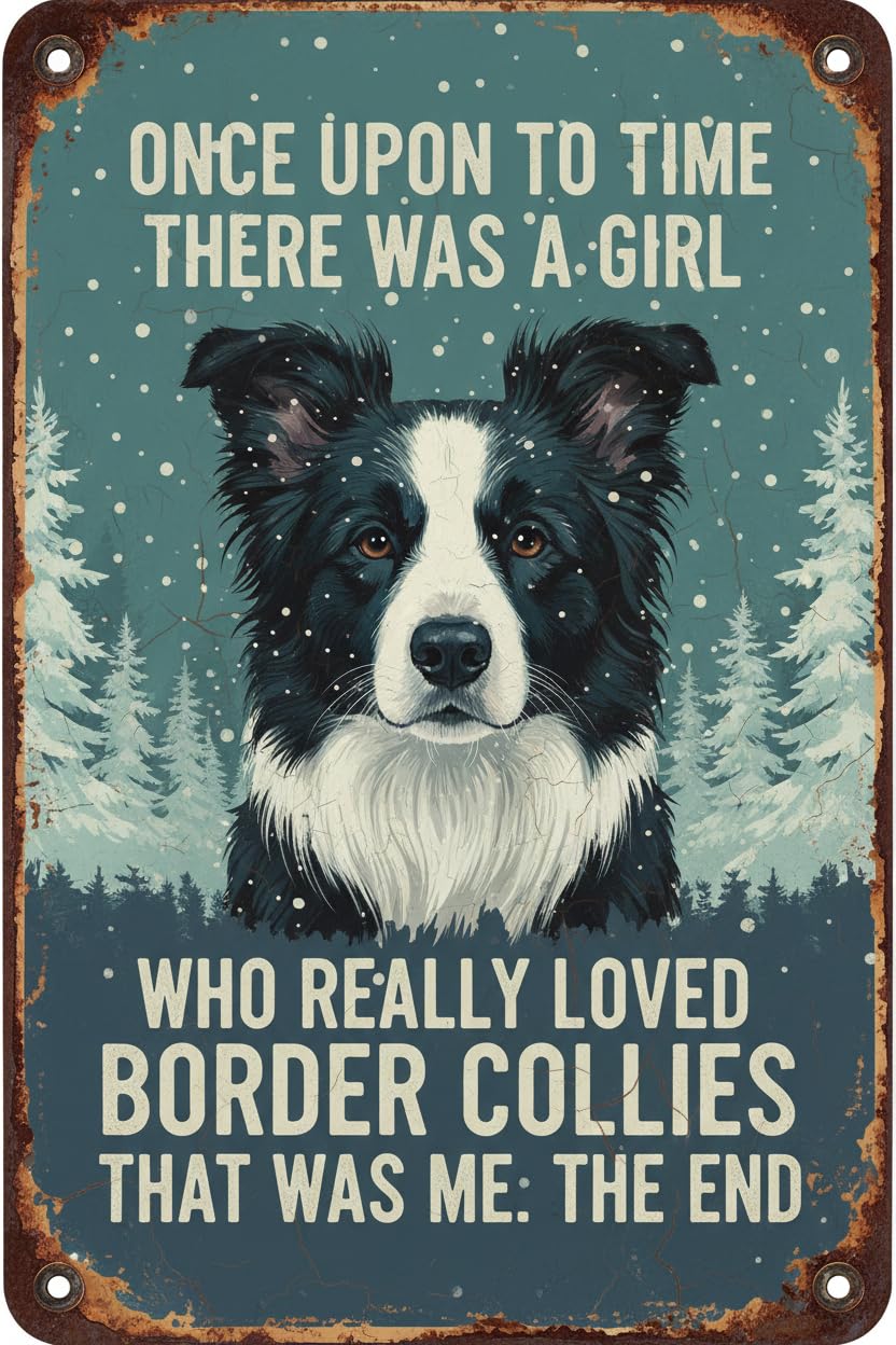 Wall Decor Retro Aluminum Sign A Girl Who Really Loved Border Collies Tin Sign Vintage Art Sign For Garden Retro Store Cafe8x12Inch Signs Plates Printed