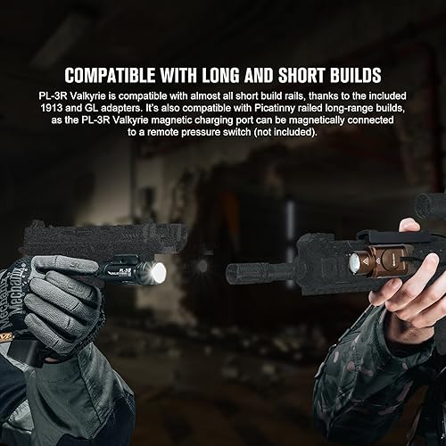 Miniatura 7 de OLIGHT PL-3R Valkyrie - Luz táctica recargable, 1500 lúmenes, luz de arma montada en riel, linterna LED con batería incorporada, teclas de