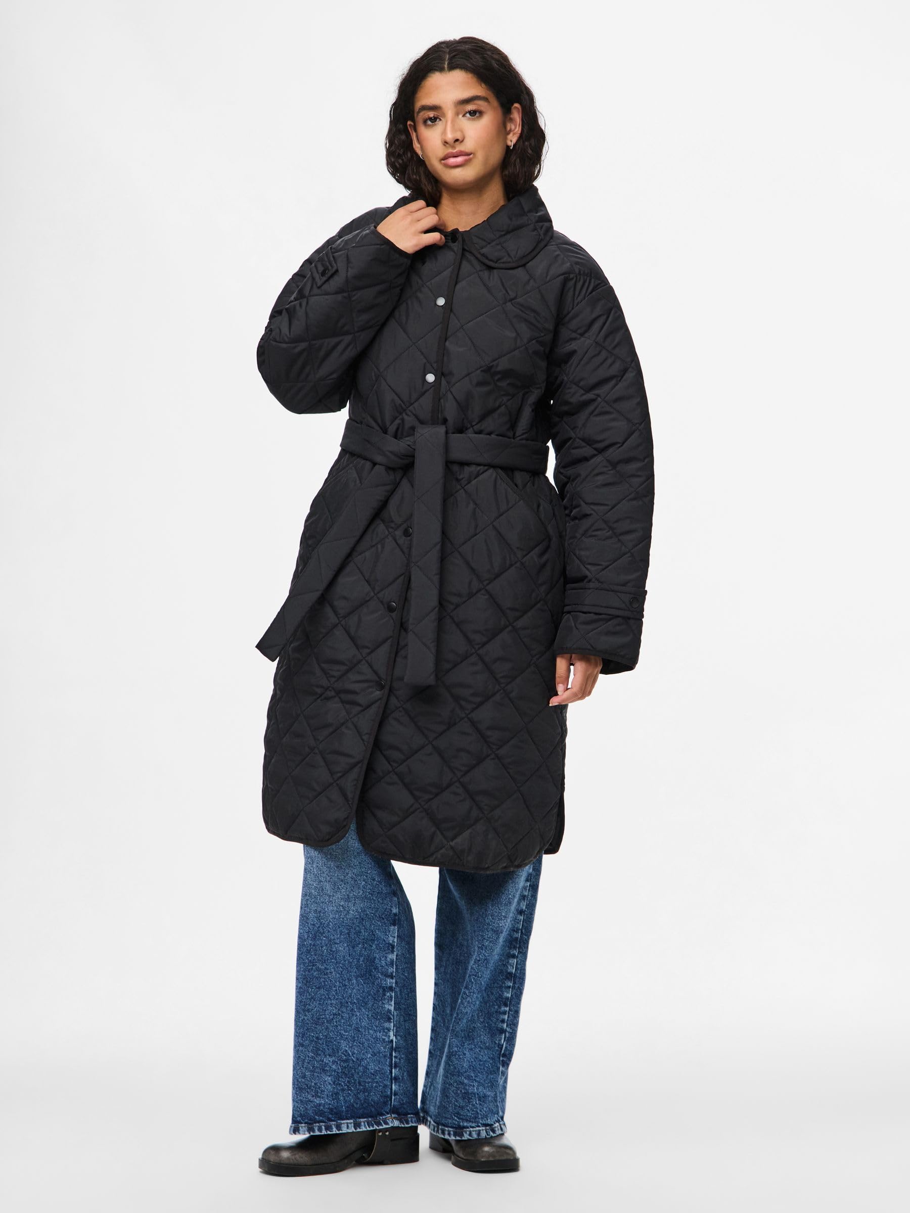 PIECES Long Quilted Jacket Pcemily Noos BC-Giacca Trapuntata Lunga Donna