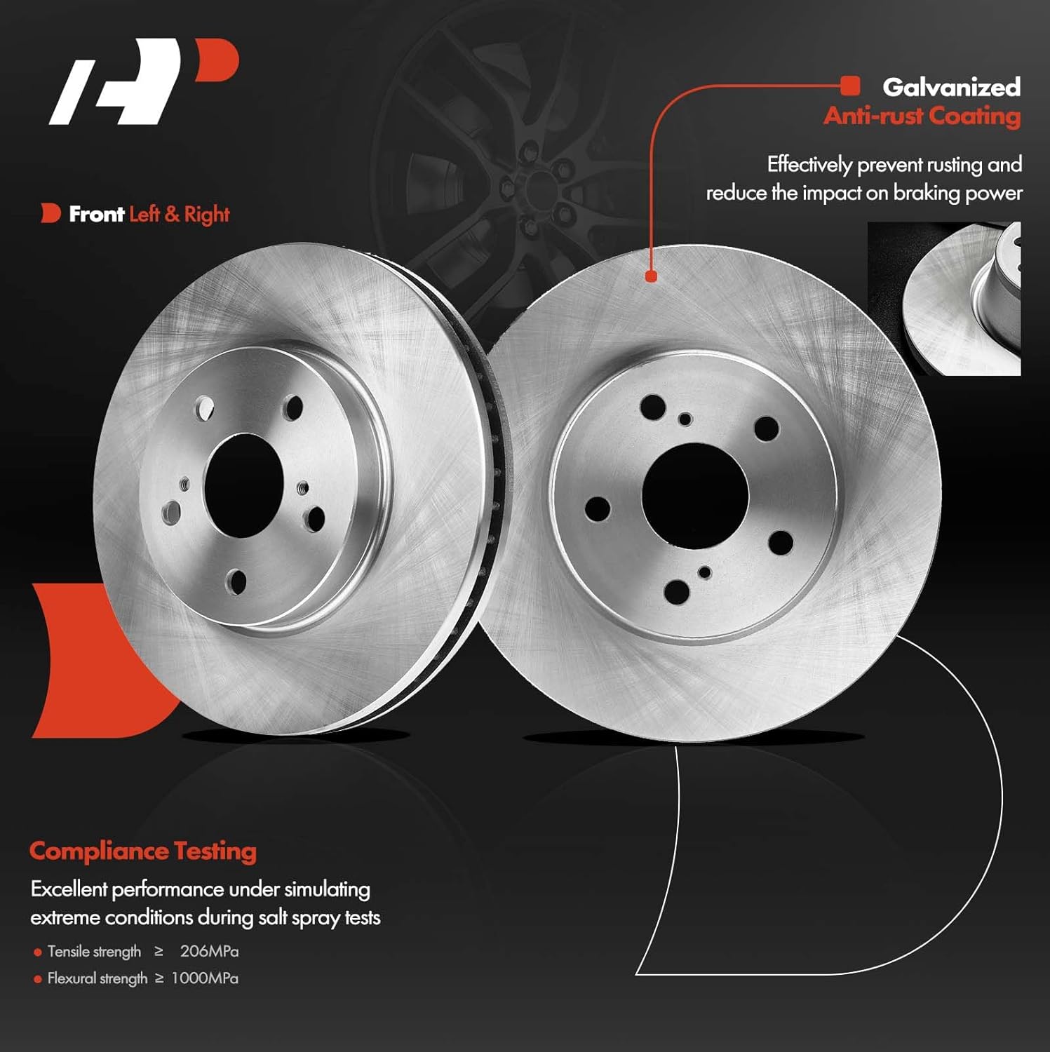 A-Premium 11.65 inch (296mm) Front Vented Disc Brake Rotors Compatible with Select Toyota and Lexus Models - Camry 2002-2006, Avalon 2005-2007, Sienna 2004-2010, Solara 2004-2008, ES300, IS250