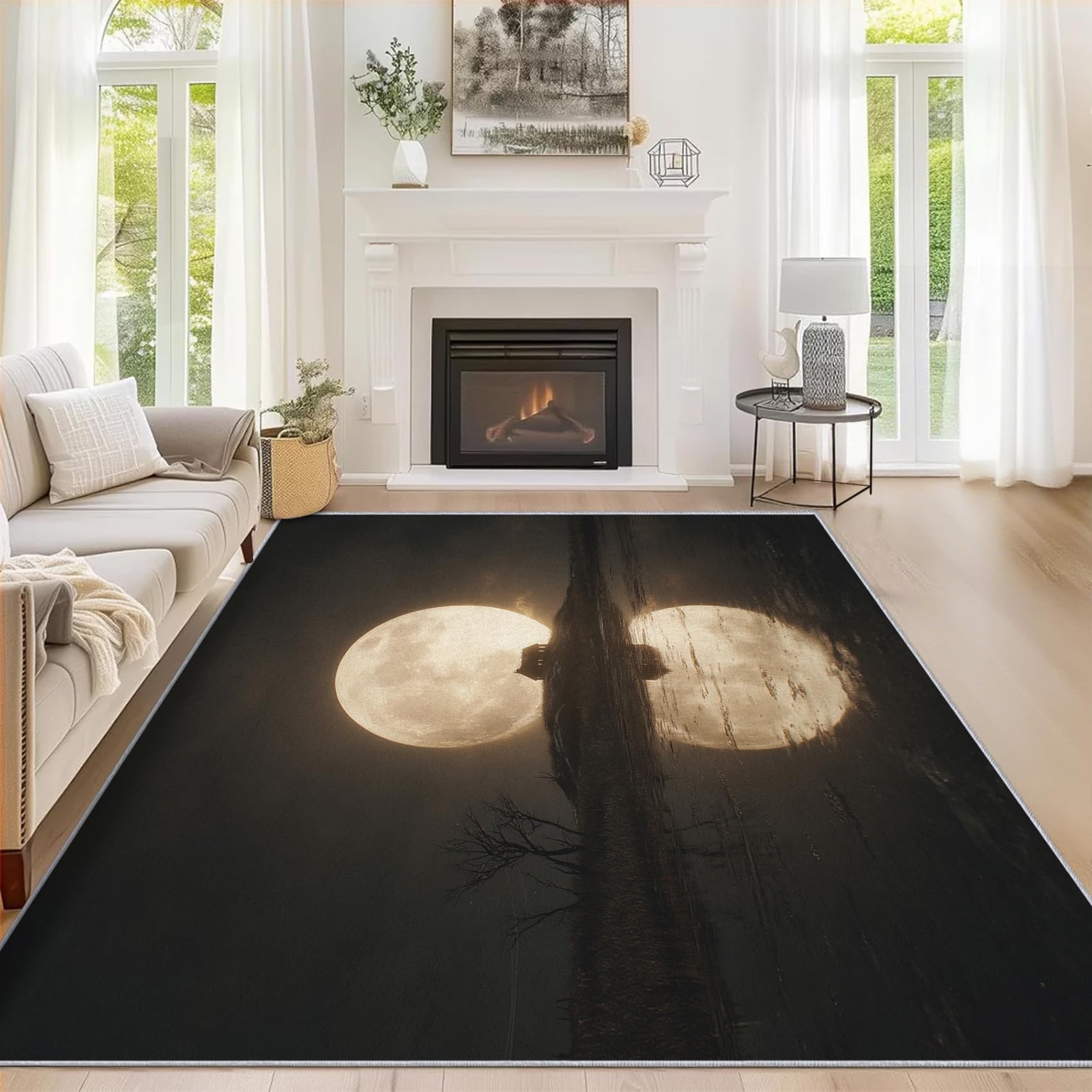 Tapis de salon nettoyage facile poils courts antidérapant 80 x 150 cm