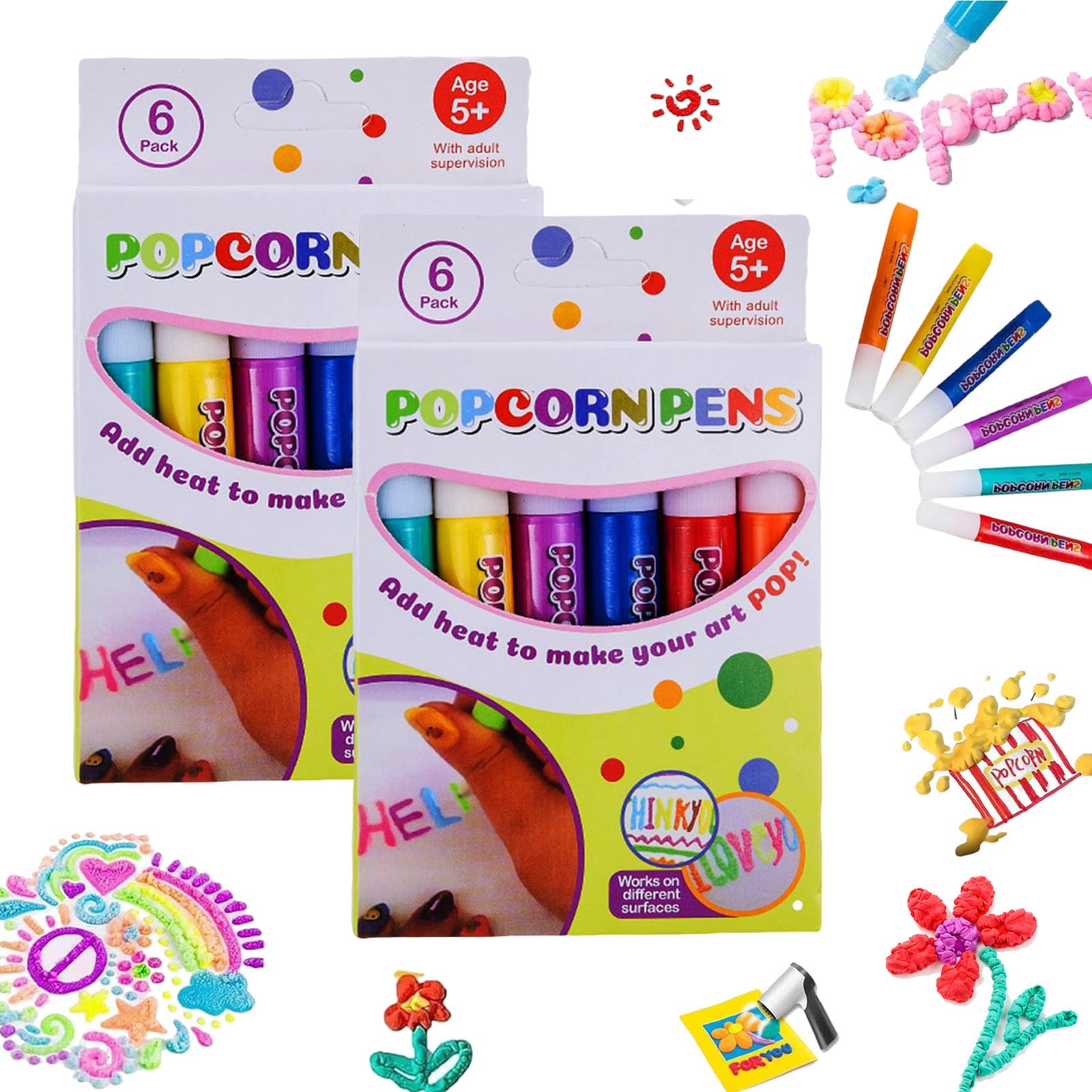 Magic Popcorn Pens, DIY Bubble Popcorn Drawing Pens，2