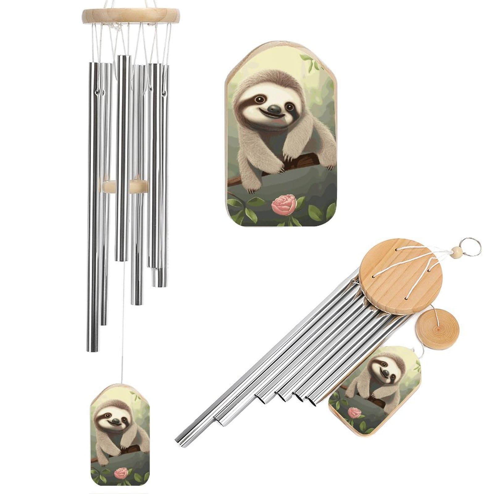 Cute Baby Sloth Wind Chime 20.5" Aluminium Wind Chimes Outdoor Garden Patio Decoration Windchime Memorial Gifts Windchimes for Men and Women
