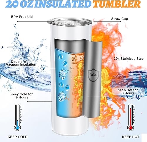 Miniatura 3 de Amyhill Paquete de 10 vasos de agradecimiento a los empleados a granel de 20 onzas de acero inoxidable inspiradoras con tapas para el regreso a