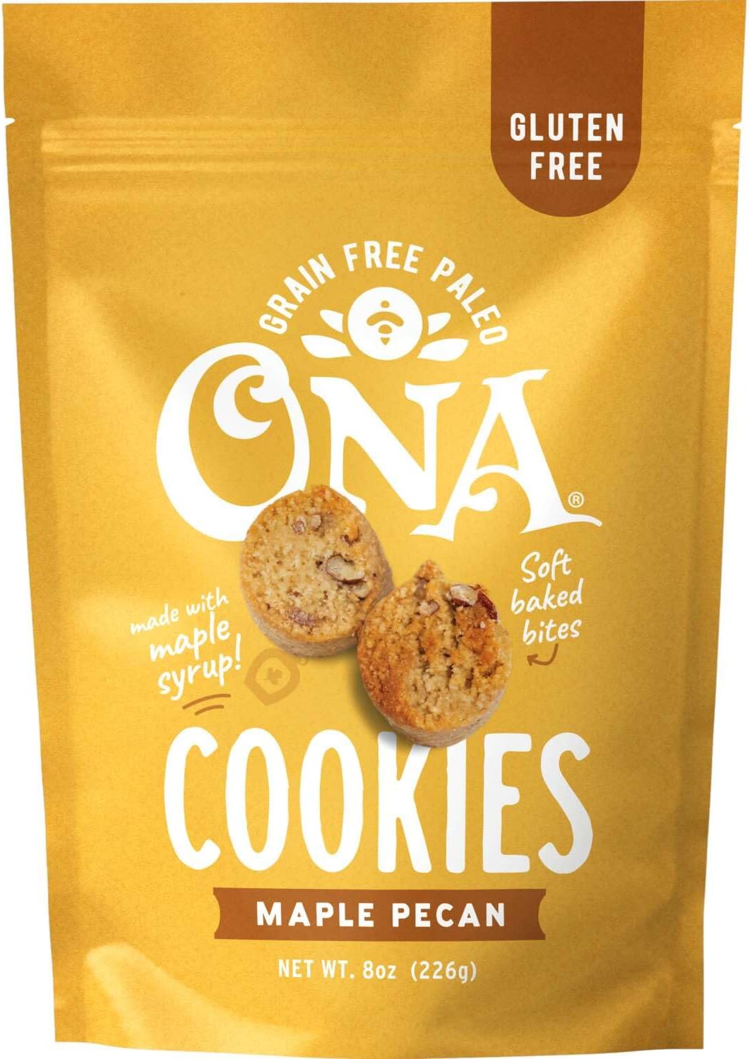 Ona Maple Pecan Cookies 4-pack, Ready to eat, Gluten free, Grain free, Dairy free, Paleo, Vegan, Made with Maple Syrup