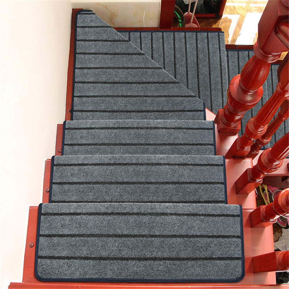 rutschfeste Stufenmatten, 65x24cm,Streifenmuster Selbstklebender Treppenstufen Teppich Weich Und Bequem Stufen Teppiche Protector Matten,0,6 cm Dicke,Grau,13pcs