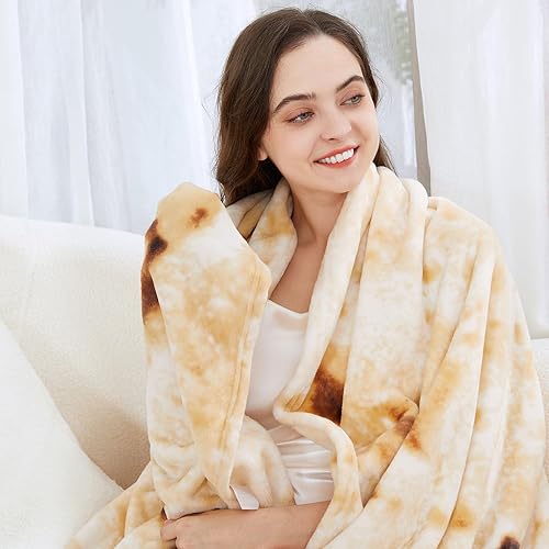 Miniatura 6 de Admitrack - Cobija ligera de tortilla, manta redonda de burrito, cobija redonda graciosa y realista de comida, manta novedosa de burrito para