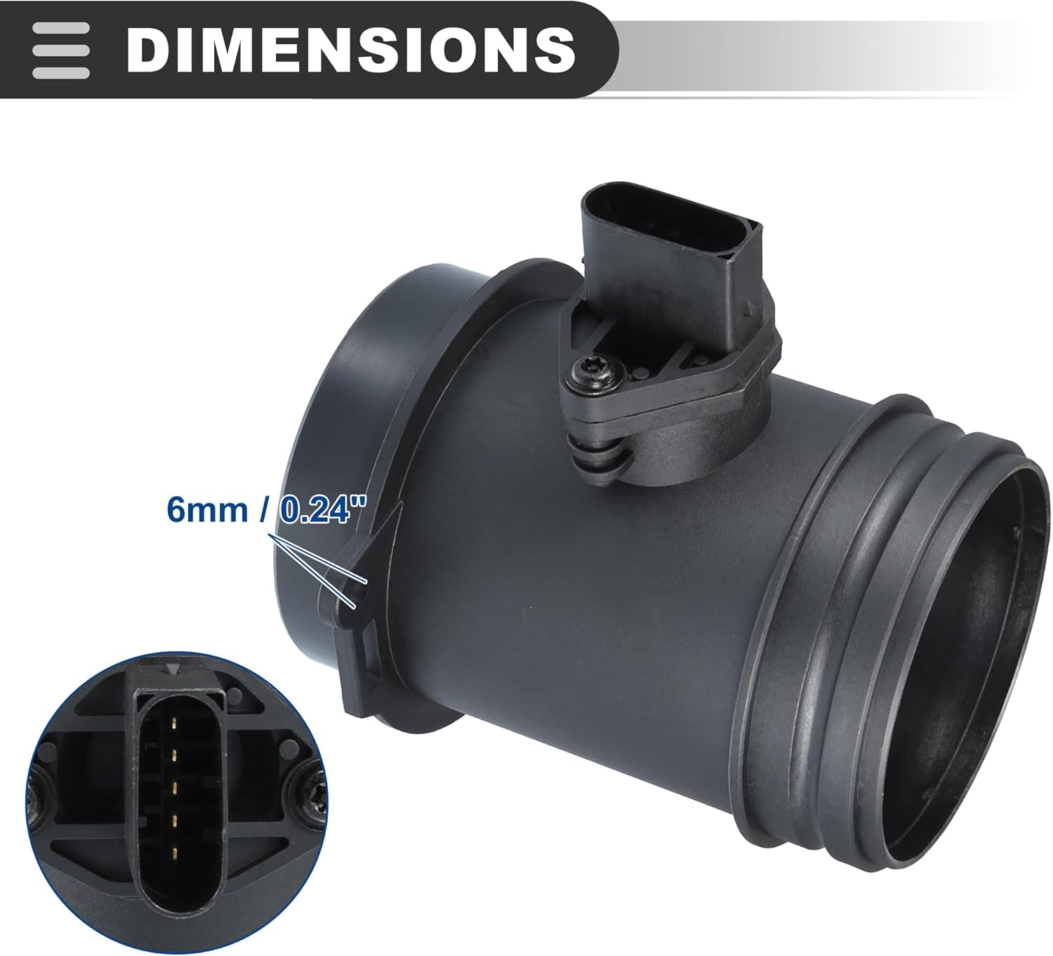 Motoforti Mass Air Flow Meter Sensor, MAF Sensor, for BMW X5 E60 2004-2006 V8 4.4L, Plastic, Metal, No.13627566988, Black