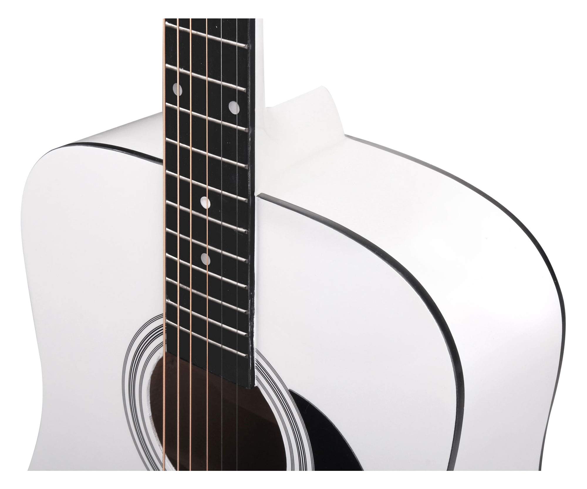 Classic Cantabile WS-10WH Westerngitarre Starter-Set (Dreadnought-Style, 6 Saiten, 20 Bünde, inkl. Zubehörset, Gitarrentasche, Notenheft, Saiten, Plektren) weiß