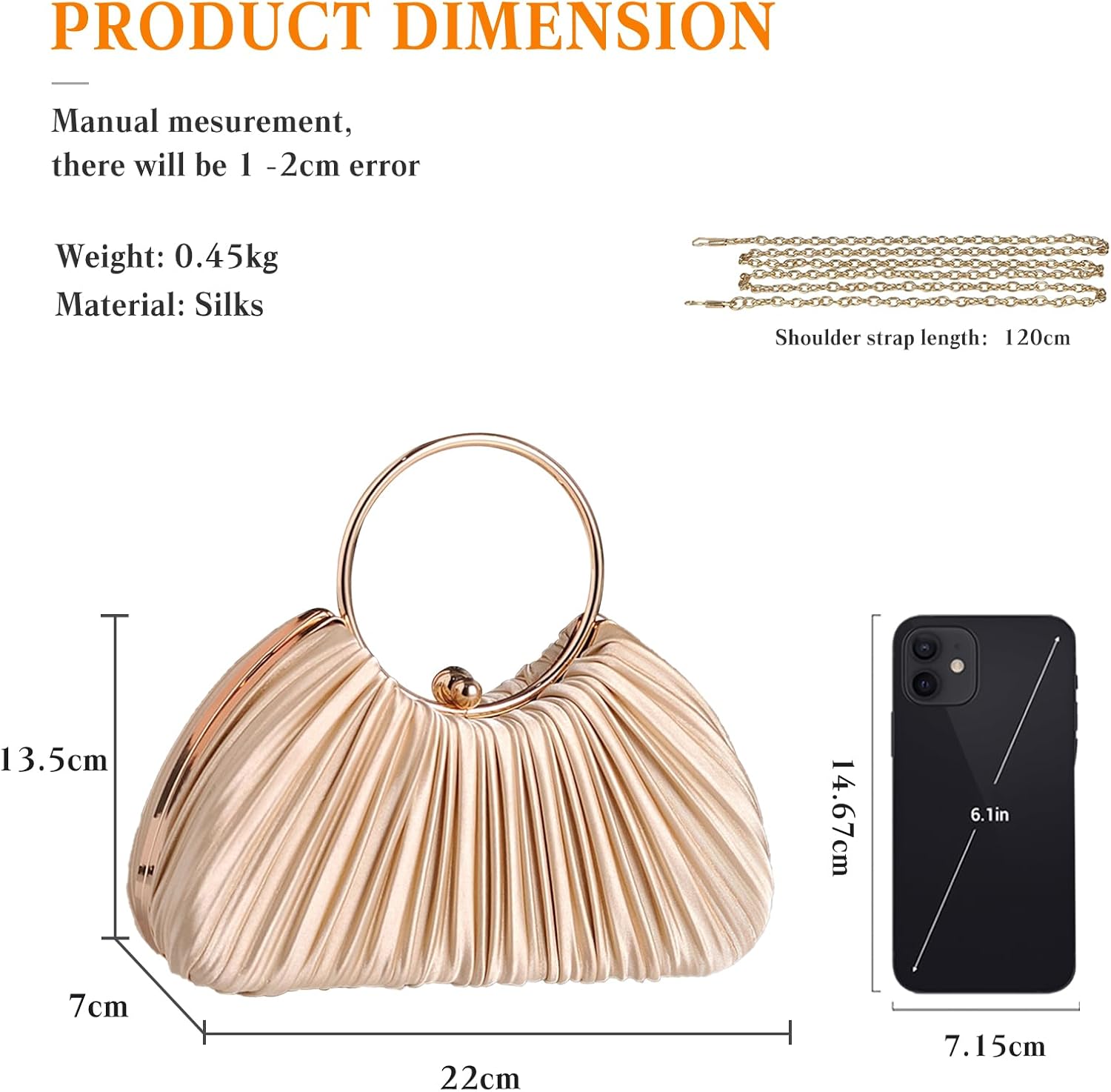 CORIOS Women Evening Bag Pleated Clutch Bag Silk Handbag Bridal Wedding Purse Small Shoulder Bag Elegant Crossbody Bag