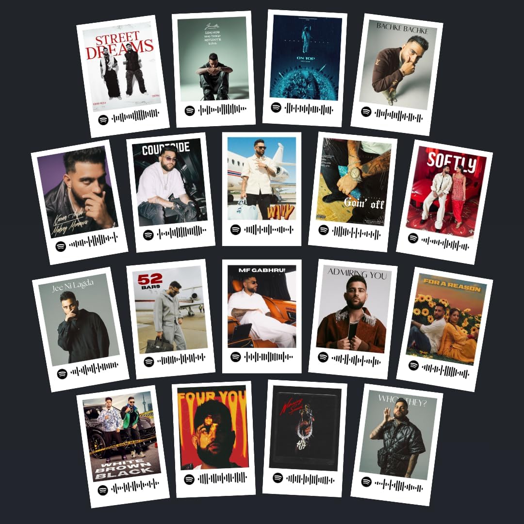 allen turtle posters karan aujla kit (set of 18) punjabi singer (8 x 6 cm) with spotify codes posters for phone accessories, bedroom, office, room atkacombo