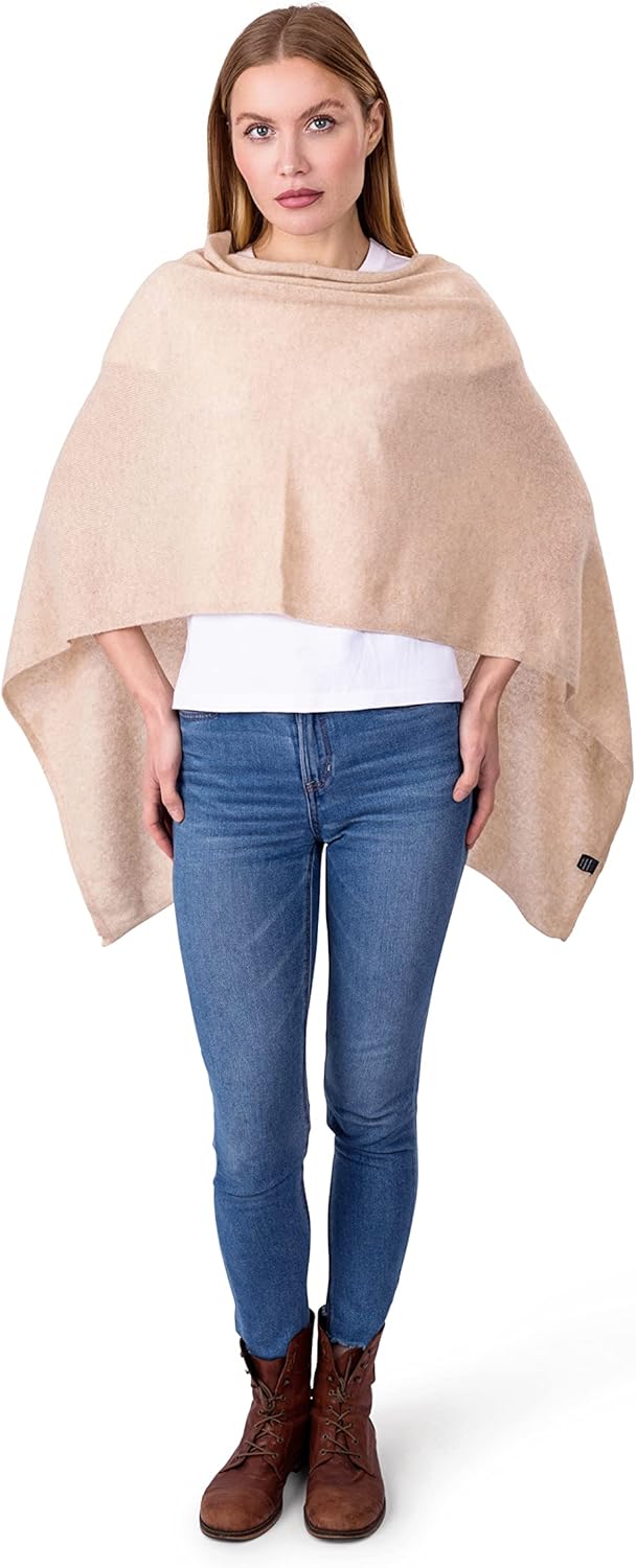 Velanio Cashmere Cashmere Knitted Poncho 100% Mongolian Cashmere Dress Topper for Women Wrap [Gift Box] - Image 3