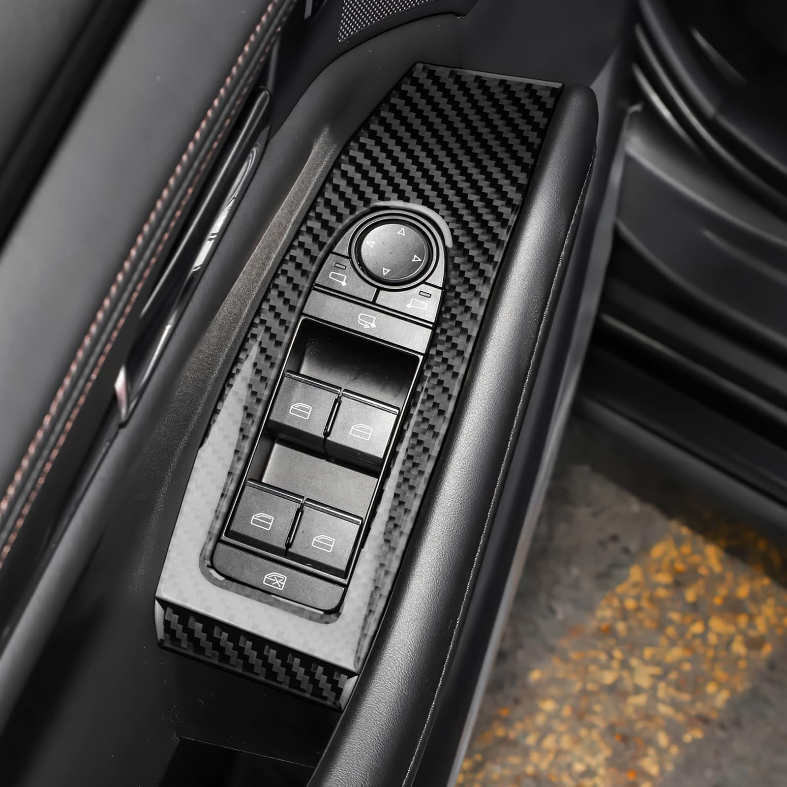 KUNGKIC Pannello di copertura del pulsante del regolatore del finestrino dell'auto in fibra di carbonio per porta anteriore per Mazda 3 Axela 2019 2020 2021 2022 2023 2024 2025 Accessori interni auto