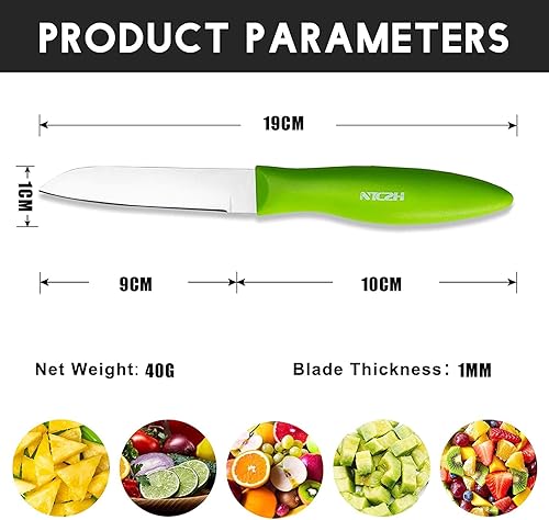 Miniatura 3 de Cuchillos de pelar clásicos con borde recto, juego de 6 cuchillos de pelar de color de punta de lanza para frutas y verduras, cuchillos de cocina