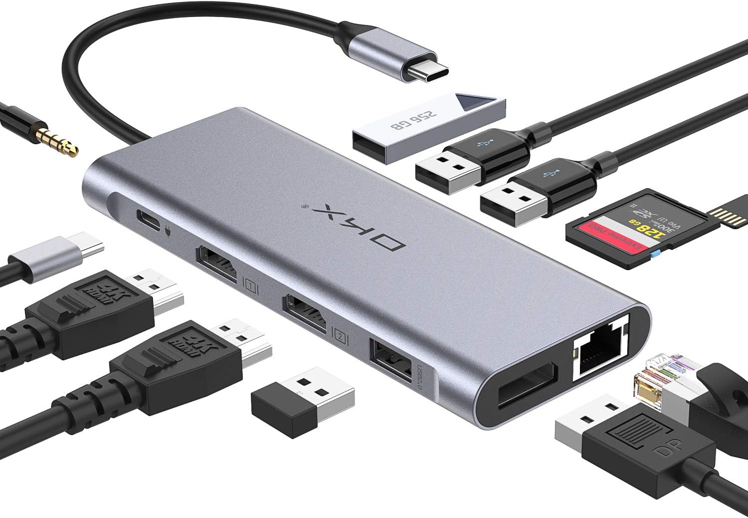 Docking Station USB C Hub 13 in 1 Triple Display With 100W PD Charging, 2 HDMI, DP, USB-C Data Transfer, 3 USB 3.0, 2 USB 2.0 for MacBook Pro and Type C Laptops