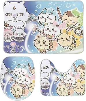 Amazon | トイレマット ちいかわ ハチワレ うさぎ モモンガ トイレ3点