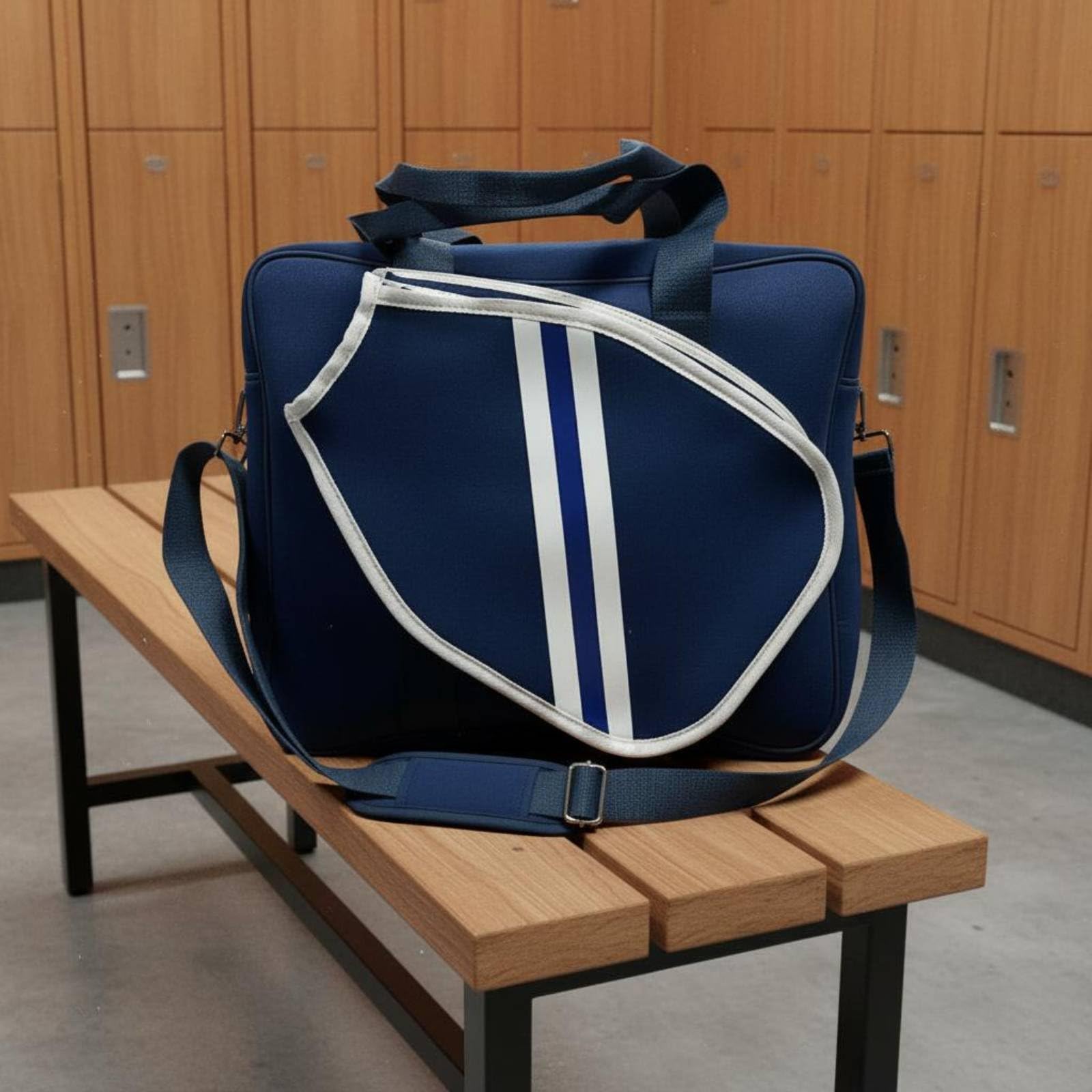 Custodia Pickleball Borsa Racchetta Borsa Padel Zaino Sportiva in Neoprene Morbido Elastico con Tasca Modellata per Pala E Cuciture Accurate Adatta a, Blu, Blu, Bianco, Argento