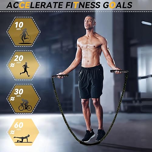 Miniatura 5 de Cuerda de saltar pesada de 5 libras para hombres y mujeres, cuerda de saltar pesada para adultos, cuerdas de saltar pesadas para entrenamiento en