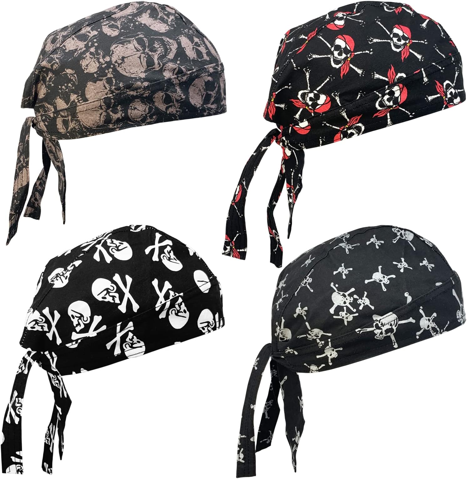 Cotton Doo Rag Skull Cap Sweat Wicking Head Wraps Breathable Helmet Liner Beanie Dew Rags for Men