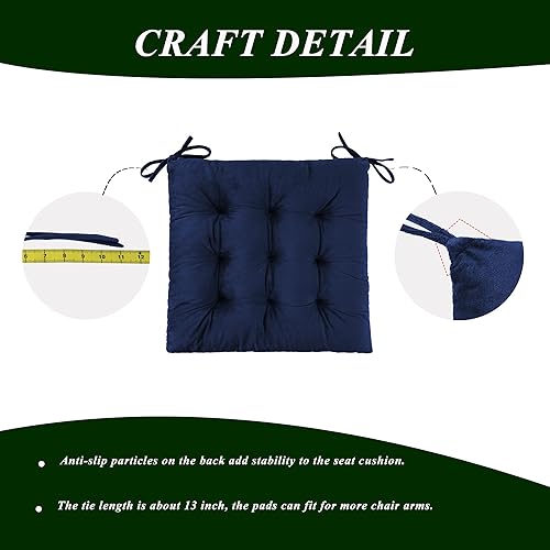 Miniatura 6 de Juego de 2 cojines para silla mecedora, de terciopelo, para respaldo alto y asiento, color azul marino