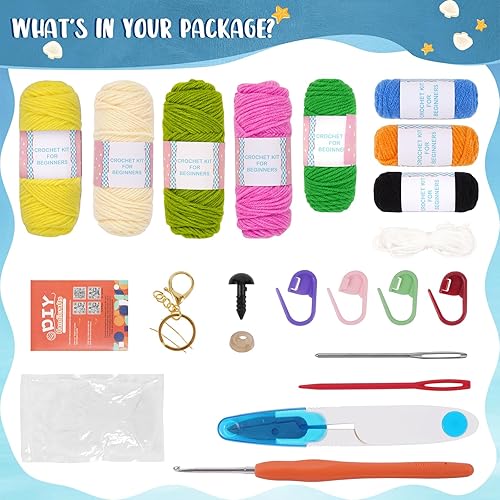 Miniatura 3 de Hadwoer Kit de ganchillo para principiantes, kit de animales de ganchillo, kit de animales de ganchillo con tutoriales en video paso a paso,
