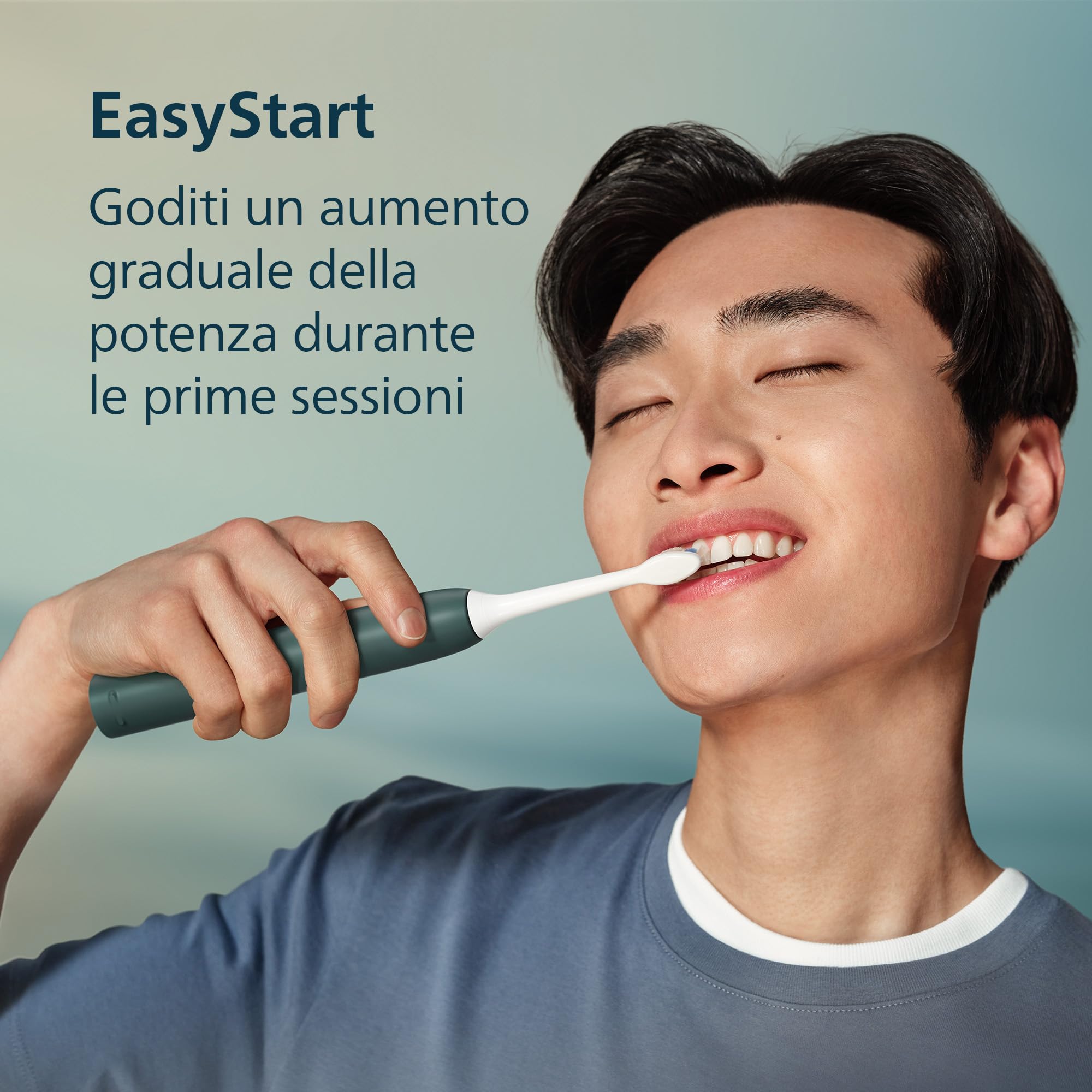 Philips Sonicare Serie 4100 - Spazzolino elettrico sonico, Sensore di pressione, 4 impostazioni, EasyStart, SmarTimer, autonomia 21 giorni, custodia, verde bosco, HX4042/46, [Nuovo]