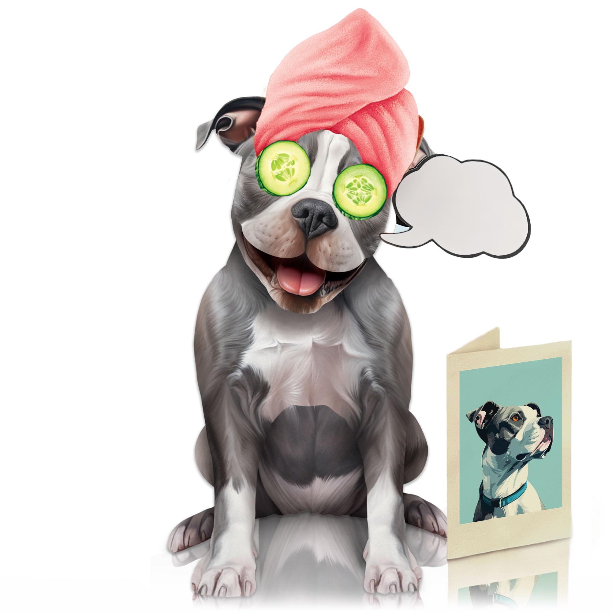 Freshcut Paper Pop Up Pet Cards, Gifts for Dog Lovers, Birthday Cards with Accessory Sheet, Note Card & Envelope, 3D Popup Greeting Card, Pit Bull